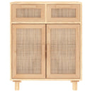 skænk 60x30x75 cm massivt fyrretræ og naturlig rattan brun
