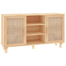 skænk 105x30x60 cm massivt fyrretræ og naturlig rattan brun