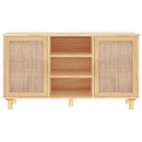 skænk 105x30x60 cm massivt fyrretræ og naturlig rattan brun