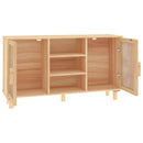 skænk 105x30x60 cm massivt fyrretræ og naturlig rattan brun