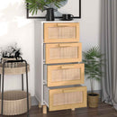 skænk 40x30x90 cm massivt fyrretræ og naturlig rattan hvid