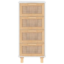 skænk 40x30x90 cm massivt fyrretræ og naturlig rattan hvid