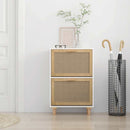 skoskab 52x25x80 cm konstrueret træ og naturlig rattan hvid