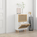 skoskab 52x25x80 cm konstrueret træ og naturlig rattan hvid