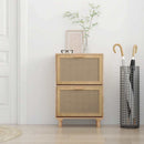 skoskab 52x25x80 cm konstrueret træ og naturlig rattan brun