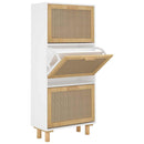 skoskab 52x25x115 cm konstrueret træ og naturlig rattan hvid