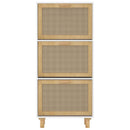 skoskab 52x25x115 cm konstrueret træ og naturlig rattan hvid