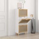 skoskab 52x25x115 cm konstrueret træ og naturlig rattan hvid