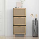 skoskab 52x25x115 cm konstrueret træ og naturlig rattan