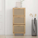 skoskab 52x25x115 cm konstrueret træ og naturlig rattan brun