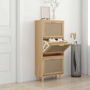 skoskab 52x25x115 cm konstrueret træ og naturlig rattan brun