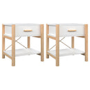 sengeborde 2 stk. 42x38x45 cm konstrueret træ hvid