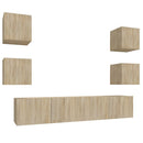 tv-skabssæt 6 dele konstrueret træ sonoma-eg