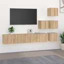 væghængt tv-bord 37x37x72 cm konstrueret træ sonoma-eg