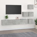 væghængt tv-bord 37x37x72 cm konstrueret træ betongrå