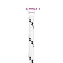 flettet tovværk 12 mm x 25 m polyester hvid
