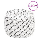 flettet tovværk 12 mm x 100 m polyester hvid