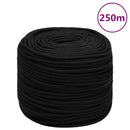 arbejdsreb 6 mm 250 m polyester sort