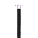 arbejdsreb 12 mm 50 m polyester sort