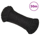 arbejdsreb 6 mm 50 m polypropylen sort