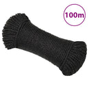 arbejdsreb 6 mm 100 m polypropylen sort