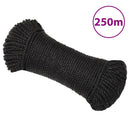 arbejdsreb 6 mm 250 m polypropylen sort