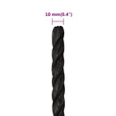 arbejdsreb 10 mm 250 m polypropylen sort