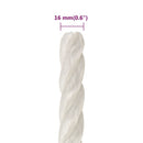 arbejdsreb 16 mm 50 m polypropylen hvid