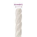arbejdsreb 16 mm 100 m polypropylen hvid