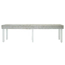 bænk 160x35x45 cm naturlig kubu-rattan og massivt mahognitræ hvid