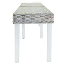 bænk 160x35x45 cm naturlig kubu-rattan og massivt mahognitræ hvid