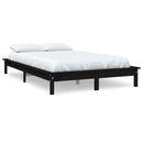 sengeramme 140x190 cm massivt fyrretræ sort