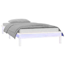 sengeramme med LED-lys 90x200 cm massivt træ hvid