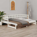 daybed med udtræk 2x(90x190) cm massivt fyrretræ hvid