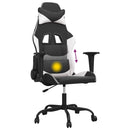 gamingstol med massagefunktion kunstlæder sort og hvid