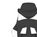 gamingstol med massagefunktion kunstlæder sort og hvid