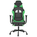 gamingstol m. massagefunktion og fodstøtte kunstlæder sort grøn