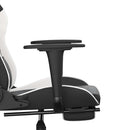 gamingstol m. massagefunktion og fodstøtte kunstlæder sort hvid