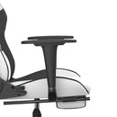 gamingstol m. massage og fodstøtte kunstlæder hvid sort