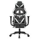 gamingstol m. massagefunktion og fodstøtte kunstlæder sort hvid