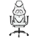 gamingstol m. massage og fodstøtte kunstlæder hvid sort