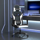 gamingstol med massagefunktion kunstlæder sort og hvid
