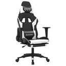 gamingstol m. massagefunktion og fodstøtte kunstlæder sort hvid