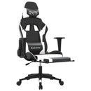gamingstol m. massagefunktion og fodstøtte kunstlæder sort hvid