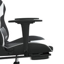 gamingstol m. massagefunktion og fodstøtte kunstlæder sort hvid