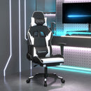 gamingstol m. massagefunktion og fodstøtte kunstlæder sort hvid