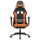 gamingstol m. massage og fodstøtte kunstlæder sort og orange
