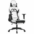 gamingstol m. massage og fodstøtte kunstlæder hvid sort