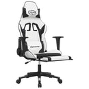 gamingstol m. massage og fodstøtte kunstlæder hvid sort