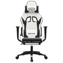 gamingstol m. massage og fodstøtte kunstlæder hvid sort